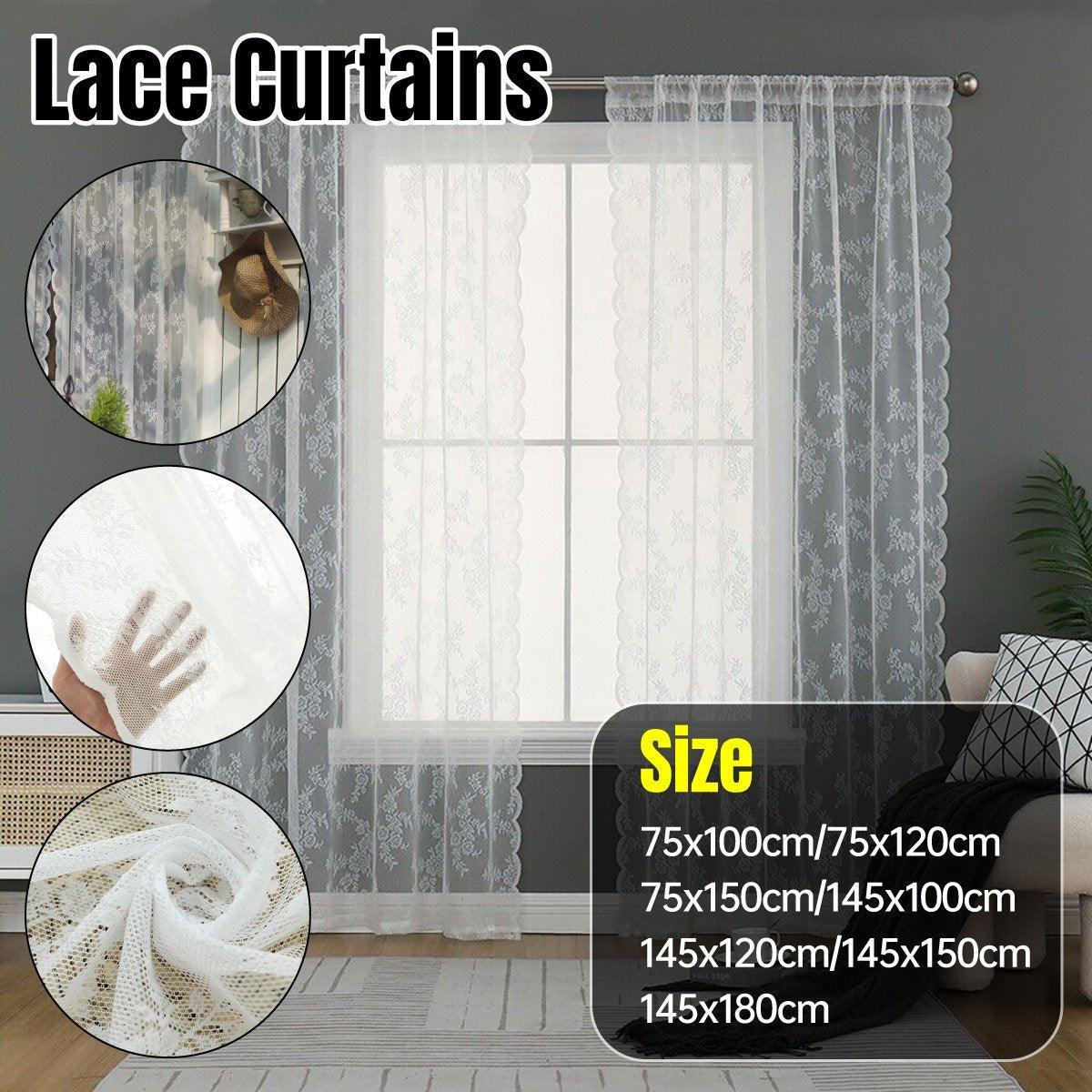 Elegant Lace Curtain Bedroom Window Door Screen Privacy Window Decor - 75*100cm