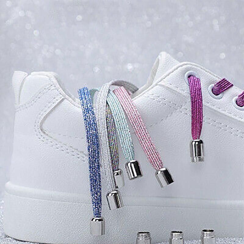 No Tie Locked Elastic Shoelace Shoe Lace Lazy Laces Sneakers Sports - NO.22 Silver Grey
