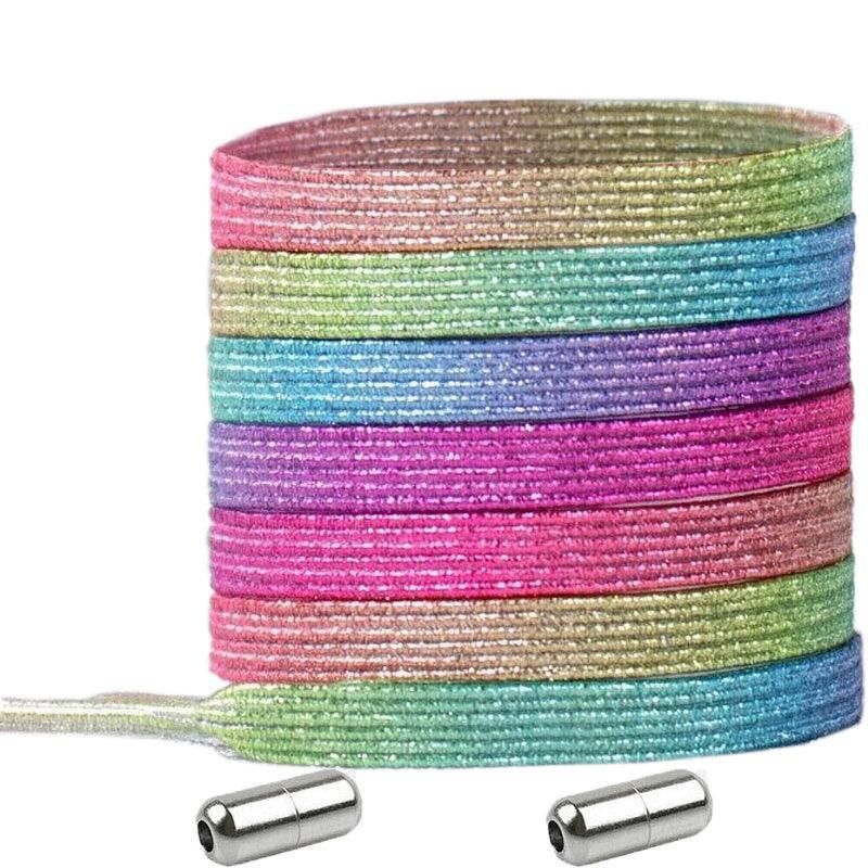No Tie Locked Elastic Shoelace Shoe Lace Lazy Laces Sneakers Sports - NO.3 Rainbow