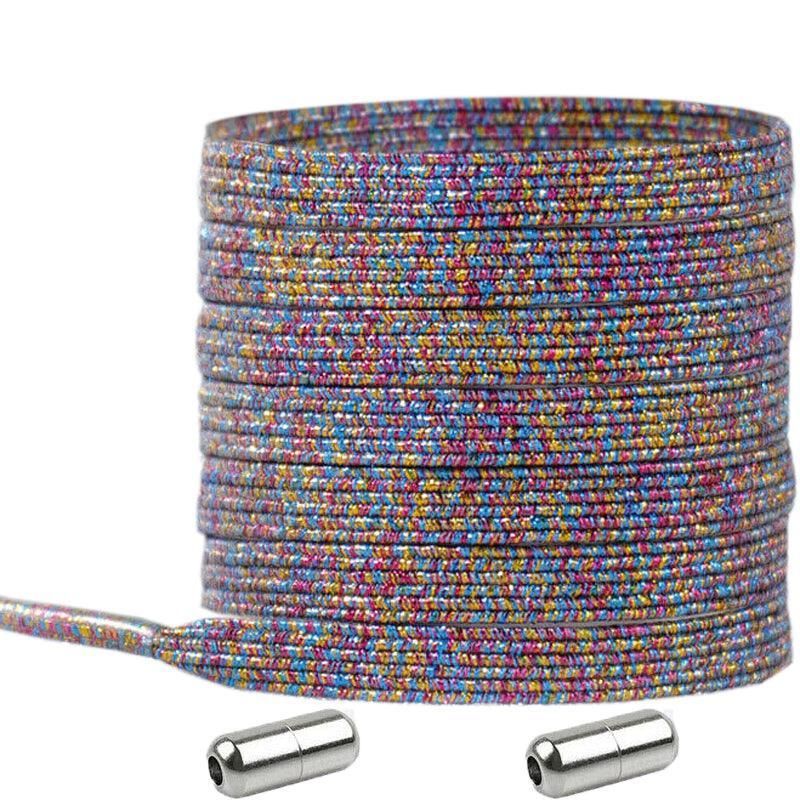 No Tie Locked Elastic Shoelace Shoe Lace Lazy Laces Sneakers Sports - NO.12 Glitter Dark