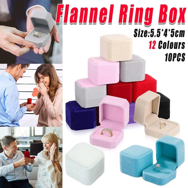 10X Flannel Ring Jewelry Earring Ring Jewelry Boxes Exquisite Gift Organizer - Beige