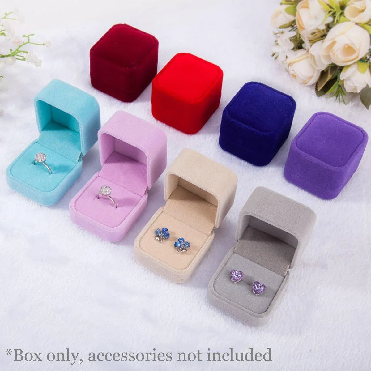10X Flannel Ring Jewelry Earring Ring Jewelry Boxes Exquisite Gift Organizer - Beige