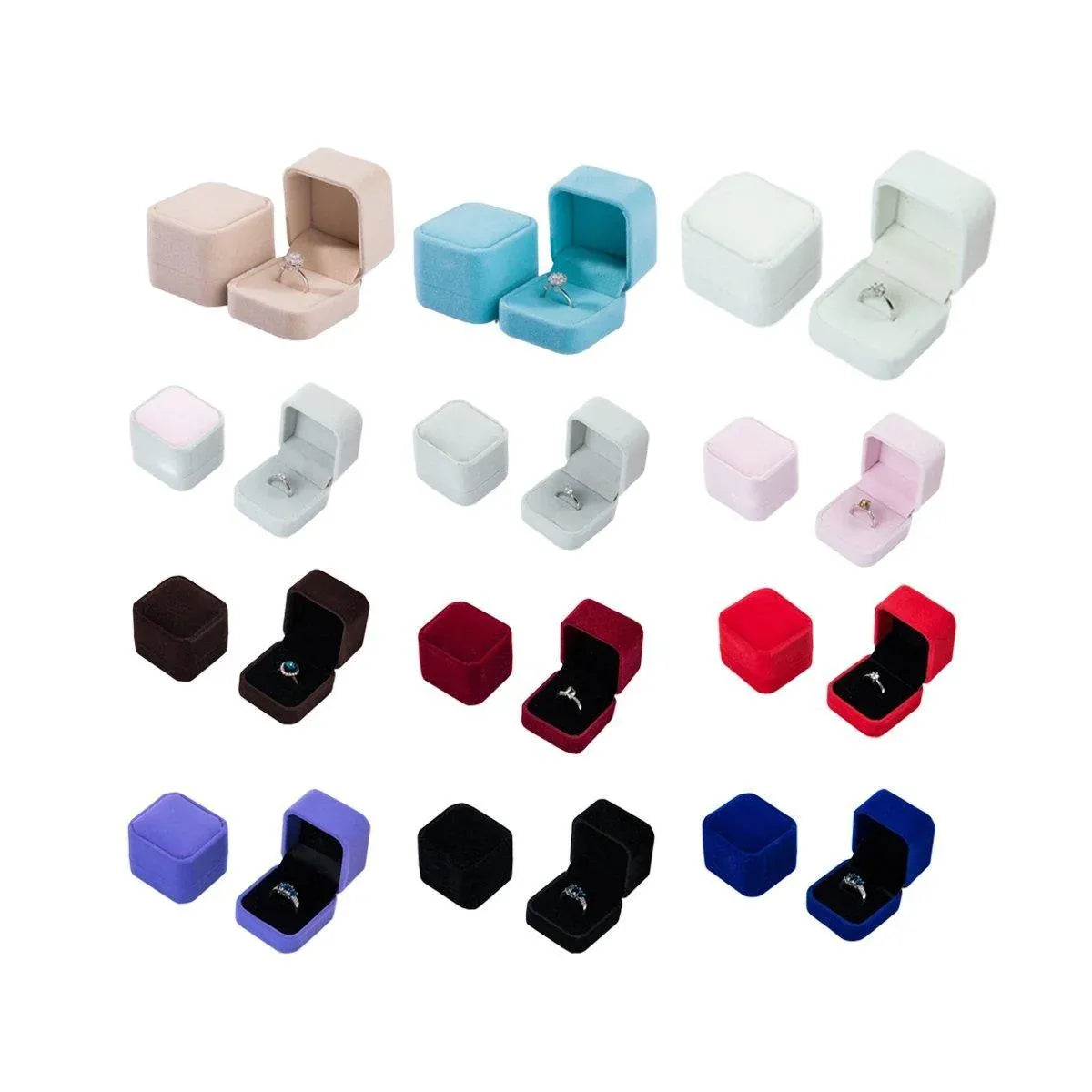 10X Flannel Ring Jewelry Earring Ring Jewelry Boxes Exquisite Gift Organizer - Red