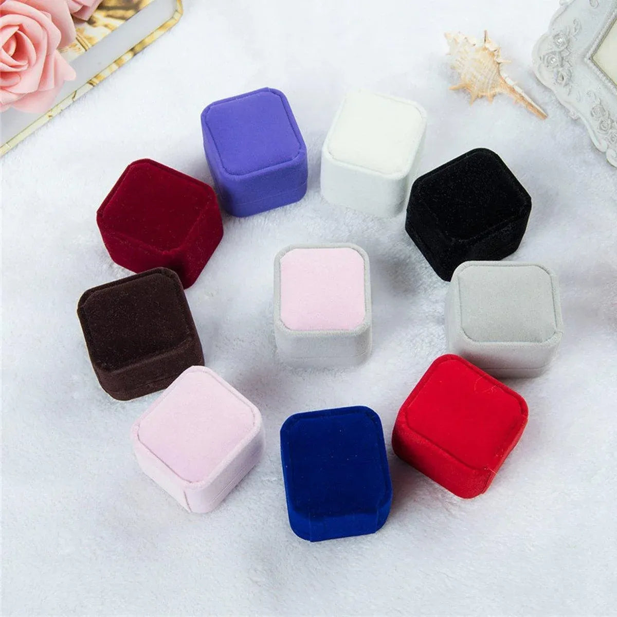 10X Flannel Ring Jewelry Earring Ring Jewelry Boxes Exquisite Gift Organizer - Red