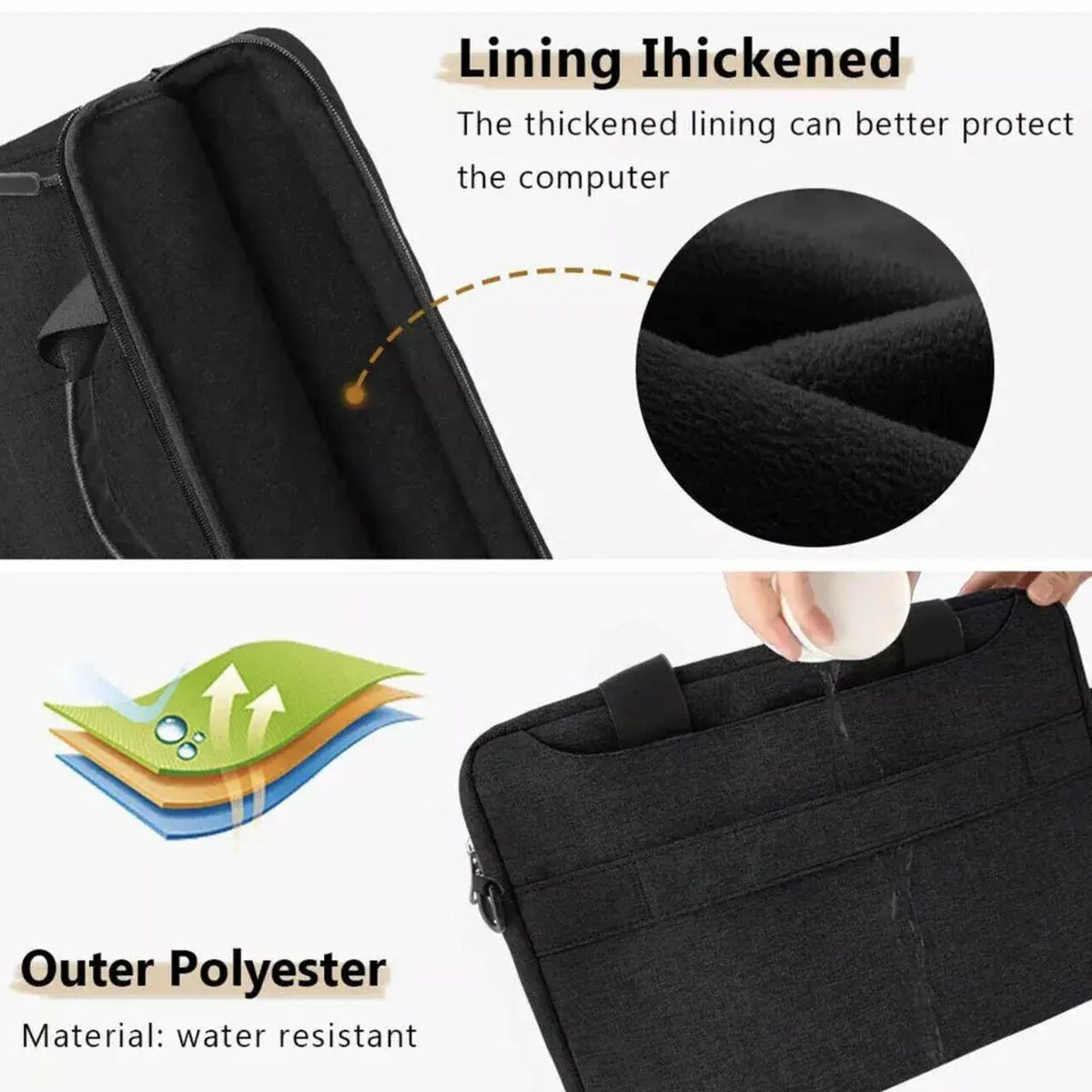 Laptop Sleeve Travel Bag Carry Case For Macbook Air Pro 15.6inch - Dark Grey
