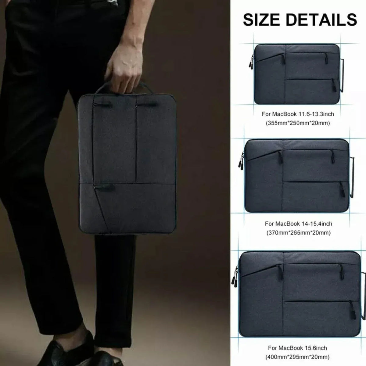 Laptop Sleeve Travel Bag Carry Case For Macbook Air Pro 15.6inch - Light Grey