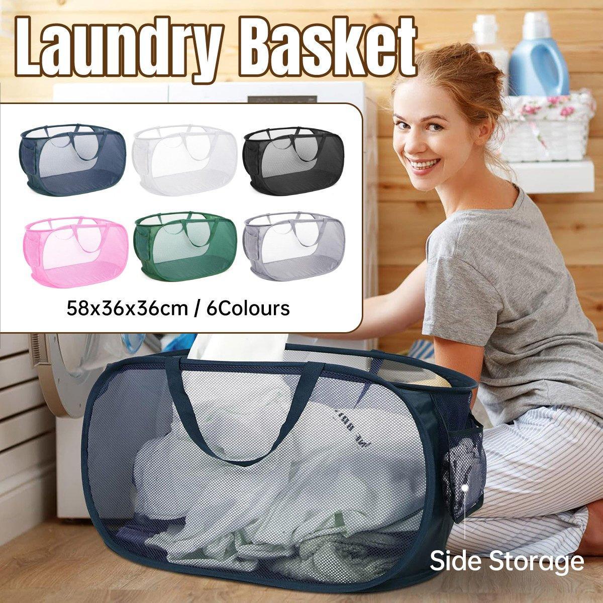 Large Folding Laundry Basket Collapsible Storage Organizer Dirty Clothes Hamper - Navy