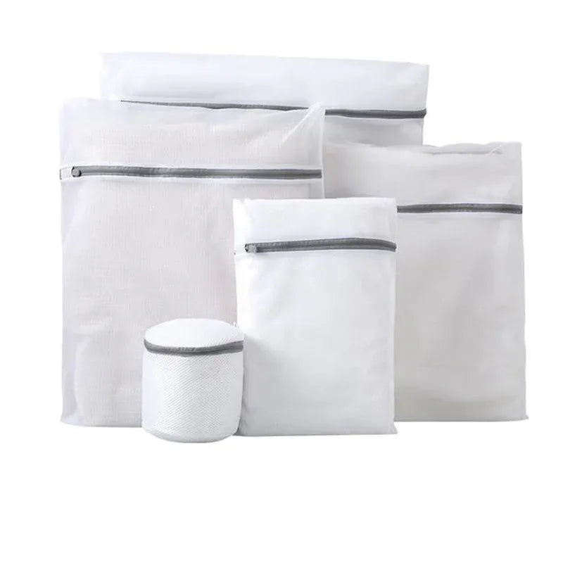 5pcs Zipper Mesh Laundry Bags Set Clothes Washing Organiser for Delicates - Grey