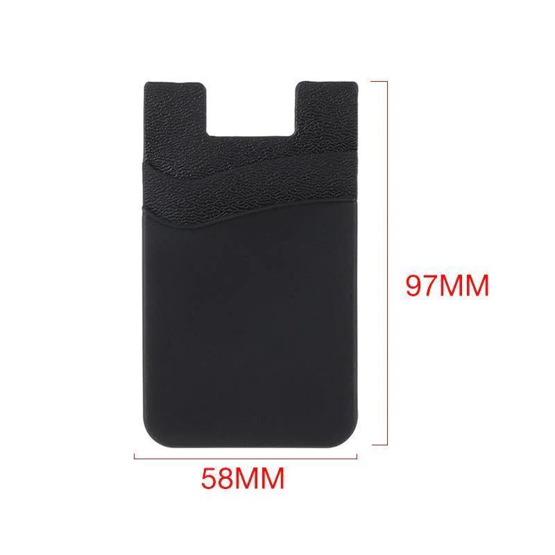 Silicone Phone Card Holder Double Layer Adhesive Wallet with 3M Backing - Black