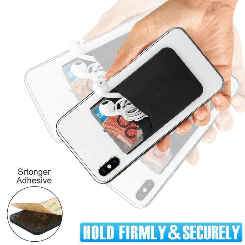 Silicone Phone Card Holder Double Layer Adhesive Wallet with 3M Backing - Black