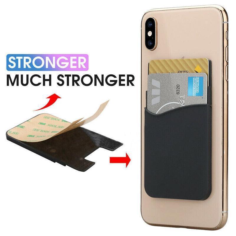 Silicone Phone Card Holder Double Layer Adhesive Wallet with 3M Backing - Black