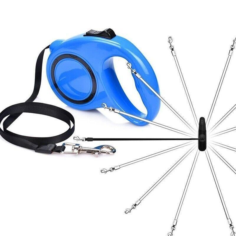 5M Dog Lead Leash Strong Retractable Extendable 5M Lockable Heavy Duty 15Kg - Blue