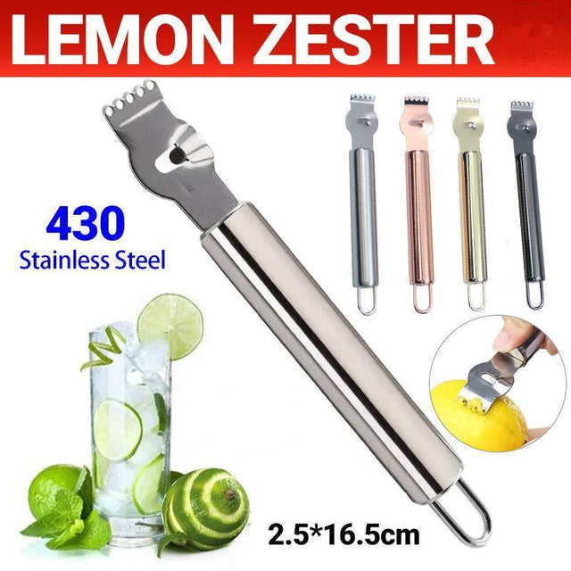 Lemon Zester Grater Knife Tool Stainless Steel w/Channel Garnish Gold Rose