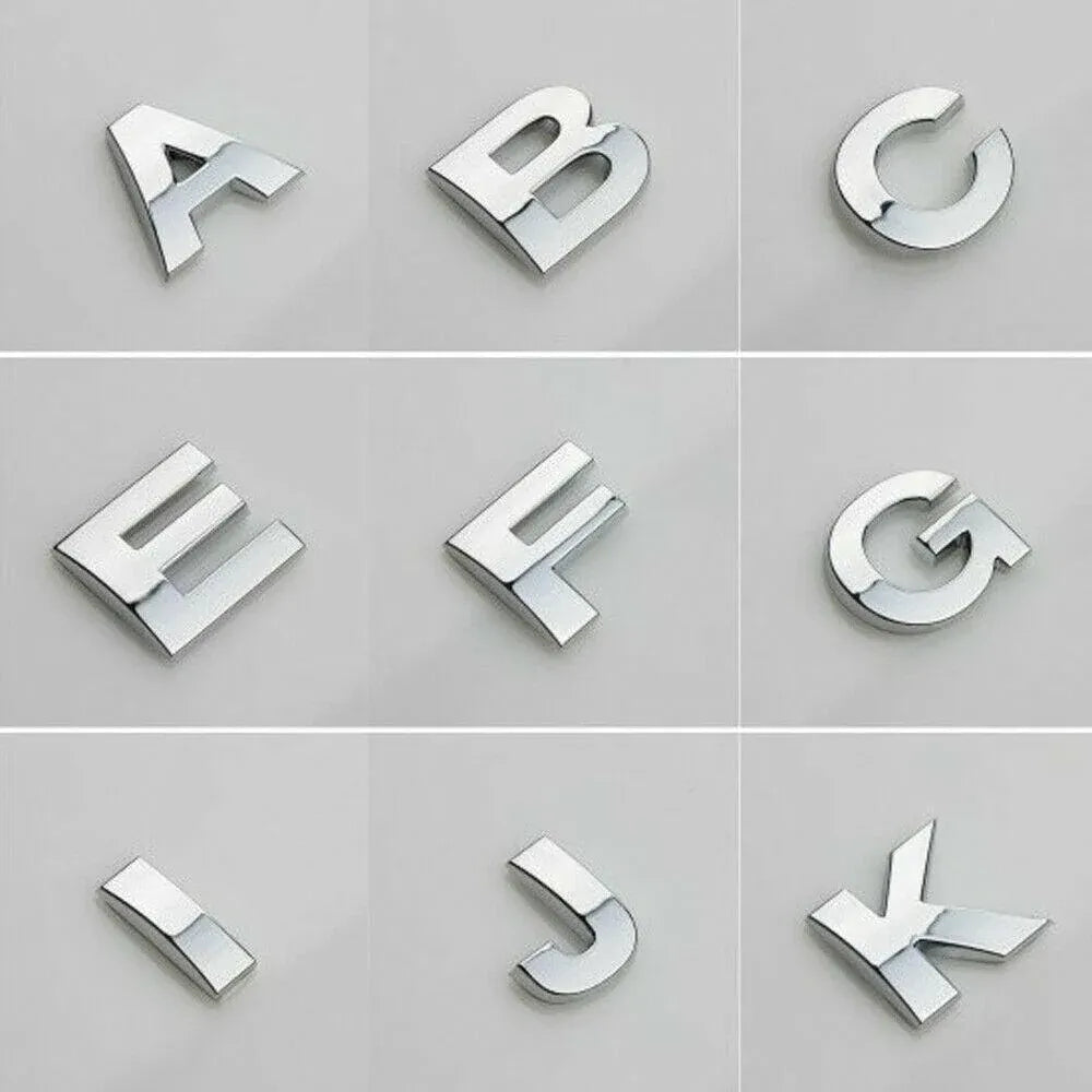 A-Z Alphabet Letters Car Sticker Self Adhesive Auto Badge Emblem 3D Chrome Good - T