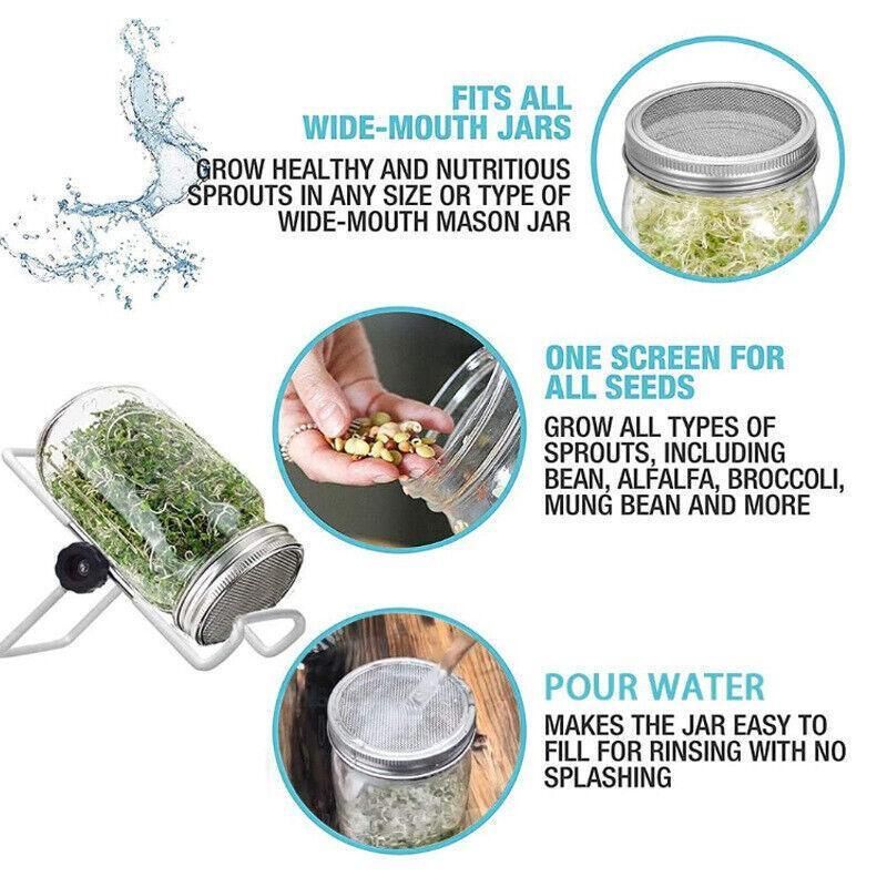 Seed Sprouting Lids Tools Strainer Screen Kits For Wide Mouth Mason Canning Jar
