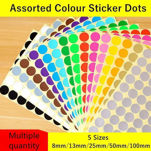 Green Assorted Sizes Colour Sticker Dots Adhesive Round Labels Circular 100mm*2