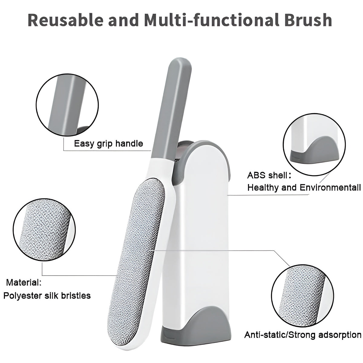 Pet Hair Remover Brush Reusable Static Lint Cleaner Clothes Carpet Sofa Bedding - Blue