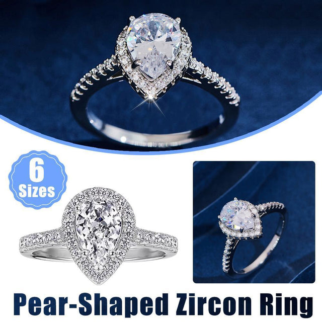 Sparkling Pear Shaped Zircon Cluster Ring Pear Shape Engagement Women Gift - 8
