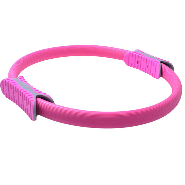 Multicolor Yoga Circle Crescent Handle Pilates Ring Body Toning Exercise - Pink