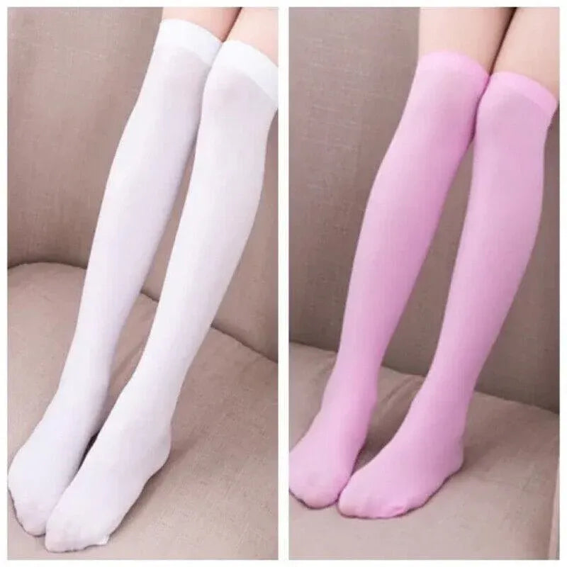 Womens Girls Long Socks Over Knee Thigh High Stockings Hosiery Tights Pantyhose - Purple