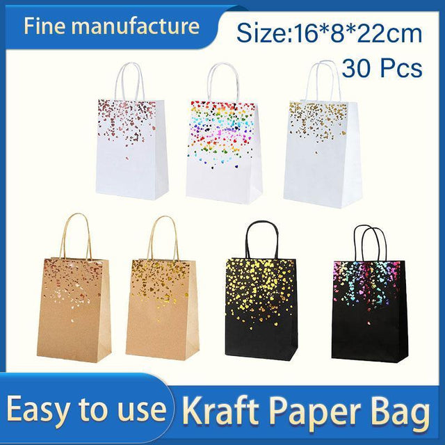 30PCS Kraft Paper Gift Bags Small Love Candy Bags Gold Foil - Black-Gold Foil
