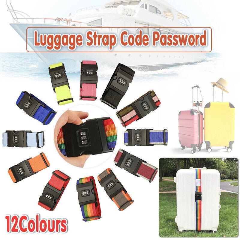 Luggage Strap Code Password Travel Suitcase Secure Lock Safe Nylon Packing Belt - Blue