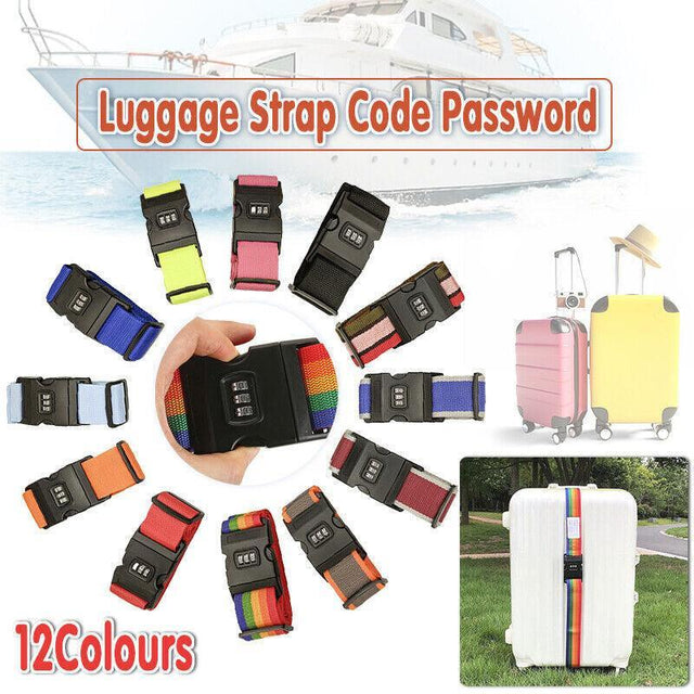 Luggage Strap Code Password Lock Safe Nylon Packing Belt - Green+Pink+Red+Black