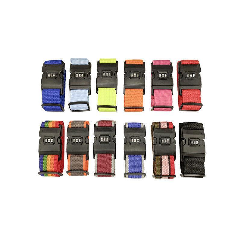 Luggage Strap Code Password Travel Suitcase Secure Lock Safe Nylon Packing Belt - Green+Pink+Red+Black