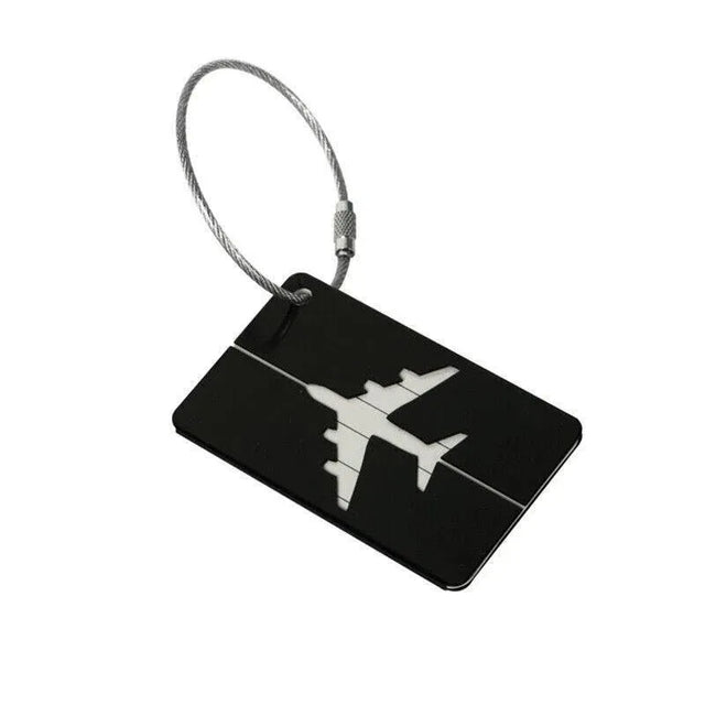 Luggage Tag Aluminum Travel Suitcase Identity Address Name Label Cards - Black