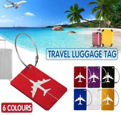 Luggage Tag Aluminum Travel Baggage Suitcase Identity Address Name Label Cards - Black