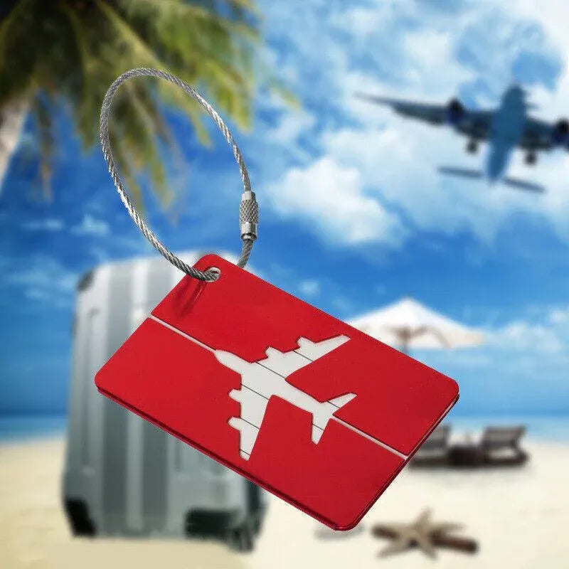 Luggage Tag Aluminum Travel Baggage Suitcase Identity Address Name Label Cards - Black