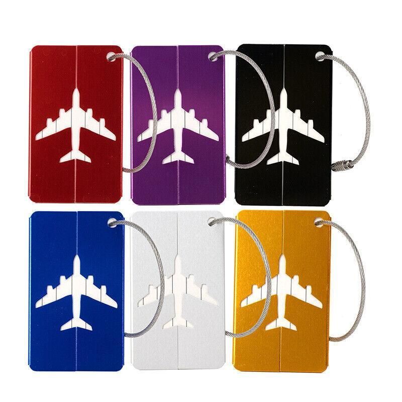 Luggage Tag Aluminum Travel Baggage Suitcase Identity Address Name Label Cards - Black