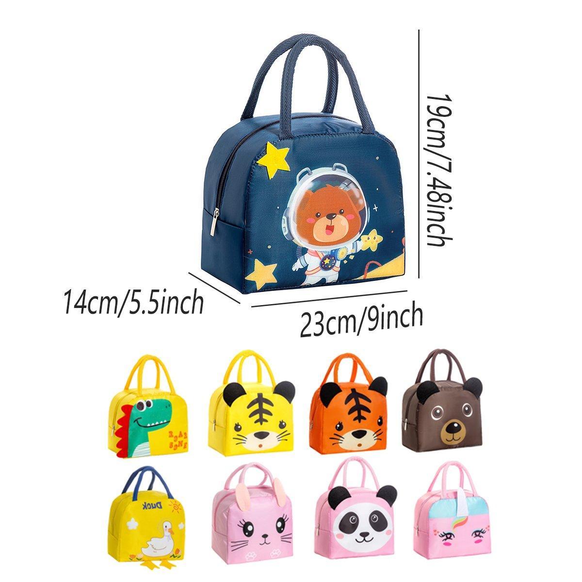 3D Bento Lunch Bag Cartoon Handbag Insulated Food Box Bag for Students LunchTote - Pink Panda