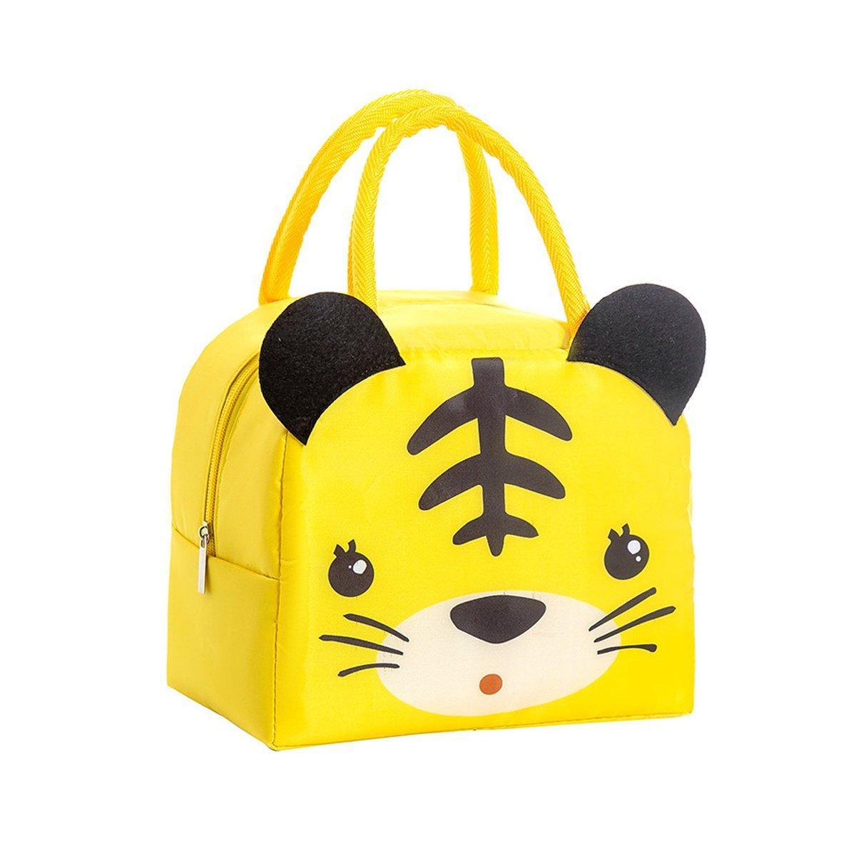 3D Bento Lunch Bag Cartoon Handbag Insulated Food Box Bag for Students LunchTote - Yellow Dinosaur