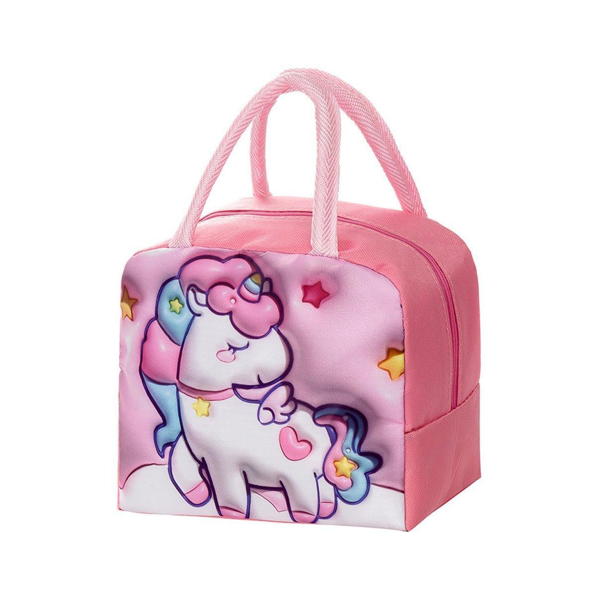 Cute 3D Cartoon Insulated Lunch Bag Oxford Fabric Bento Tote for School Use - Blue Puppy