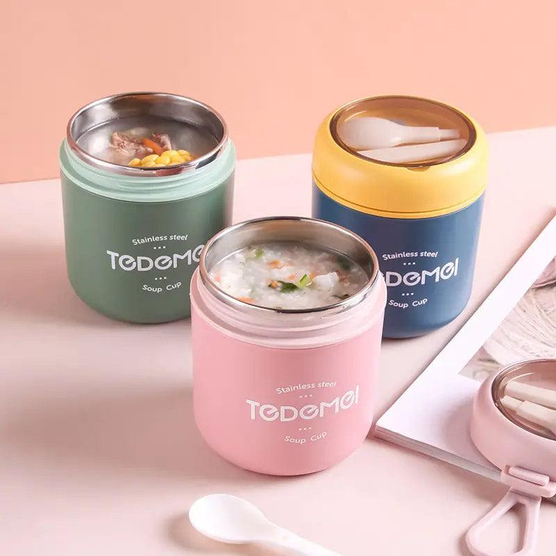 530ml Stainless Steel Insulated Lunch Box Portable Food Storage Mug Soup Meals - Green
