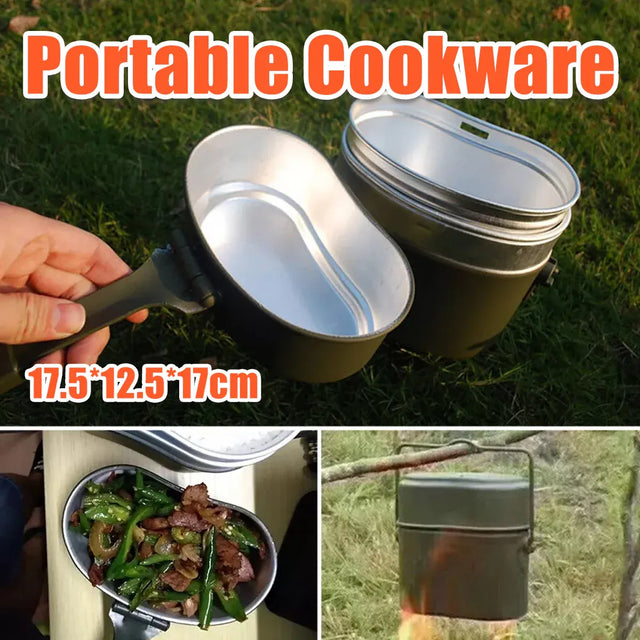 3 In 1 Camping Mess Kit Canteen Cookware Set For Hiking Bushcraft Cooking