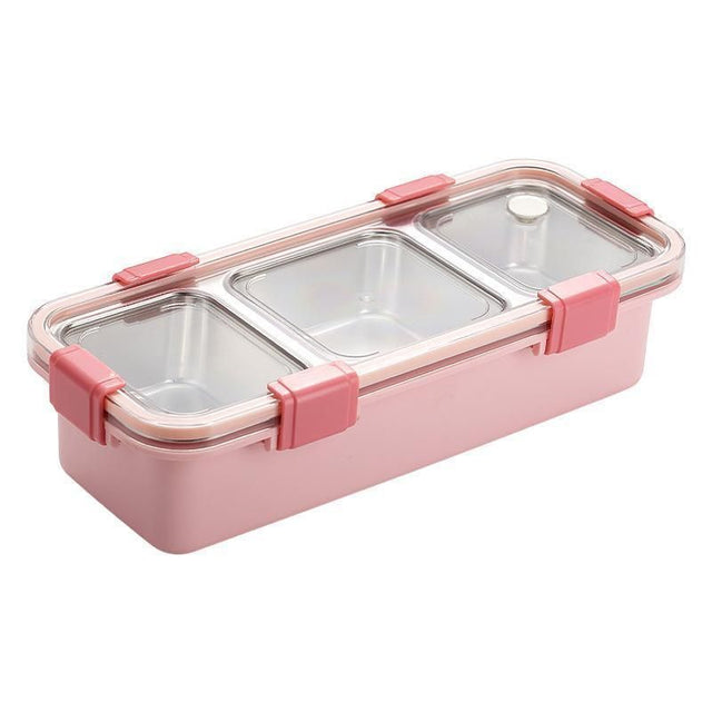 Stainless Steel Lunch Box Compartment Bento Box Food Container Meal Prep - Pink