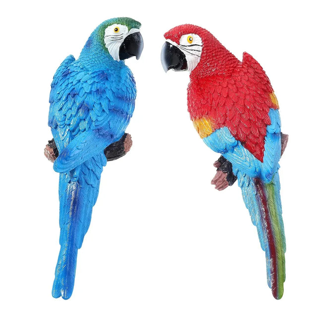 Simulated Half Parrot Tree Hanging Wall Decoration Garden - Blue-Red