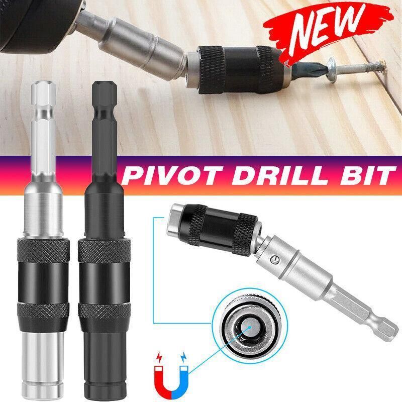 Pivoting Screwdriver Bit Holder Swivel Drill Adapter Tool for Impact Driver - Silver