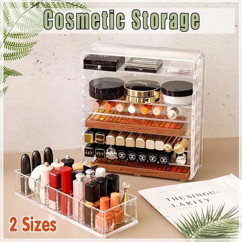 Clear Acrylic Cosmetic Makeup Organiser Lipstick Organizer Box Jewellery Storage - L Size 8Grids