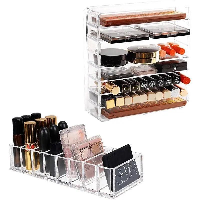 Clear Acrylic Cosmetic Makeup Organiser Lipstick Organizer Box Jewellery Storage - L Size 8Grids