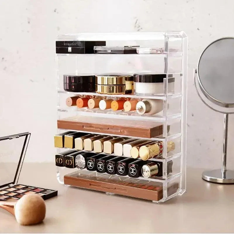 Clear Acrylic Cosmetic Makeup Organiser Lipstick Organizer Box Jewellery Storage - L Size 8Grids