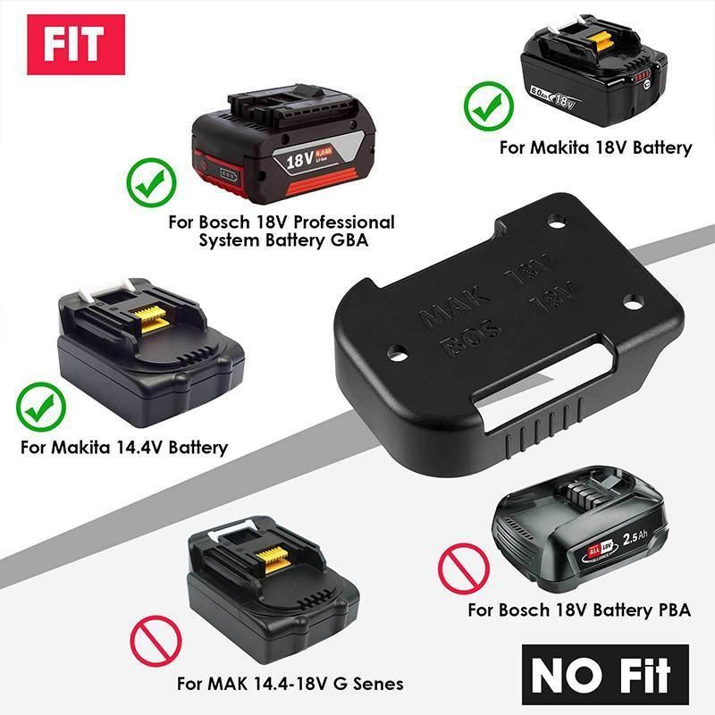 10PCS 18V Battery Holder Wall Mount for Makita Bosch GBA Dewalt Storage Rack