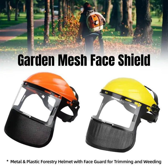 Garden Face Shield Headgear for Mowing and Outdoor Protective Use - Yellow