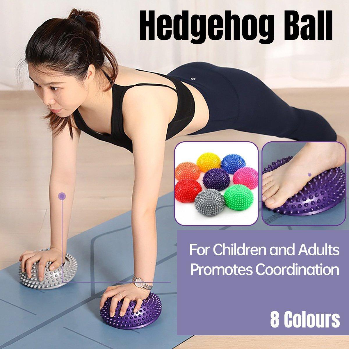 Spiky Massage Ball PVC Half Round Yoga Exercise Foot Hand Cushion - Pink