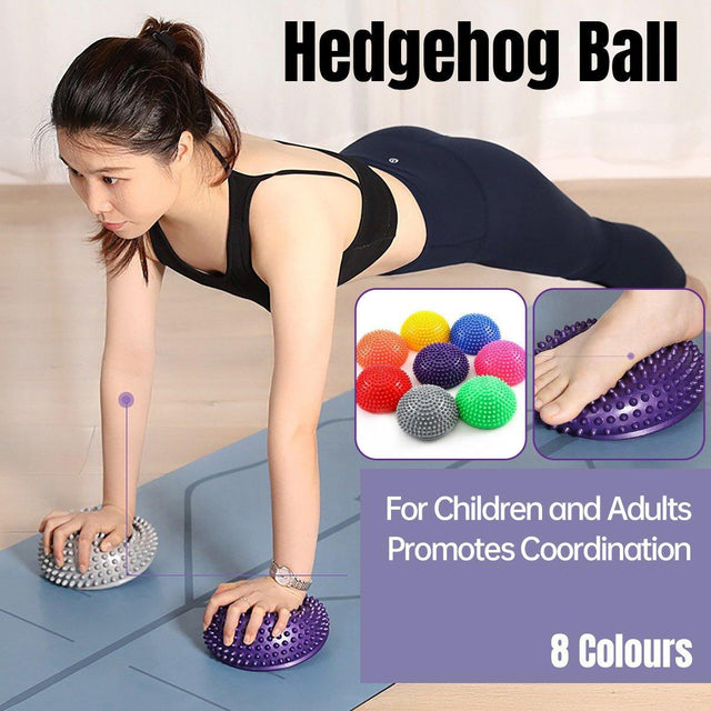Spiky Massage Ball PVC Half Round Yoga Exercise Foot Hand Cushion - Pink