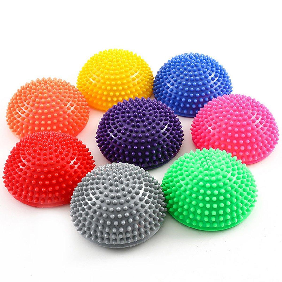 Spiky Massage Ball PVC Half Round Yoga Exercise Foot Hand Cushion - Pink