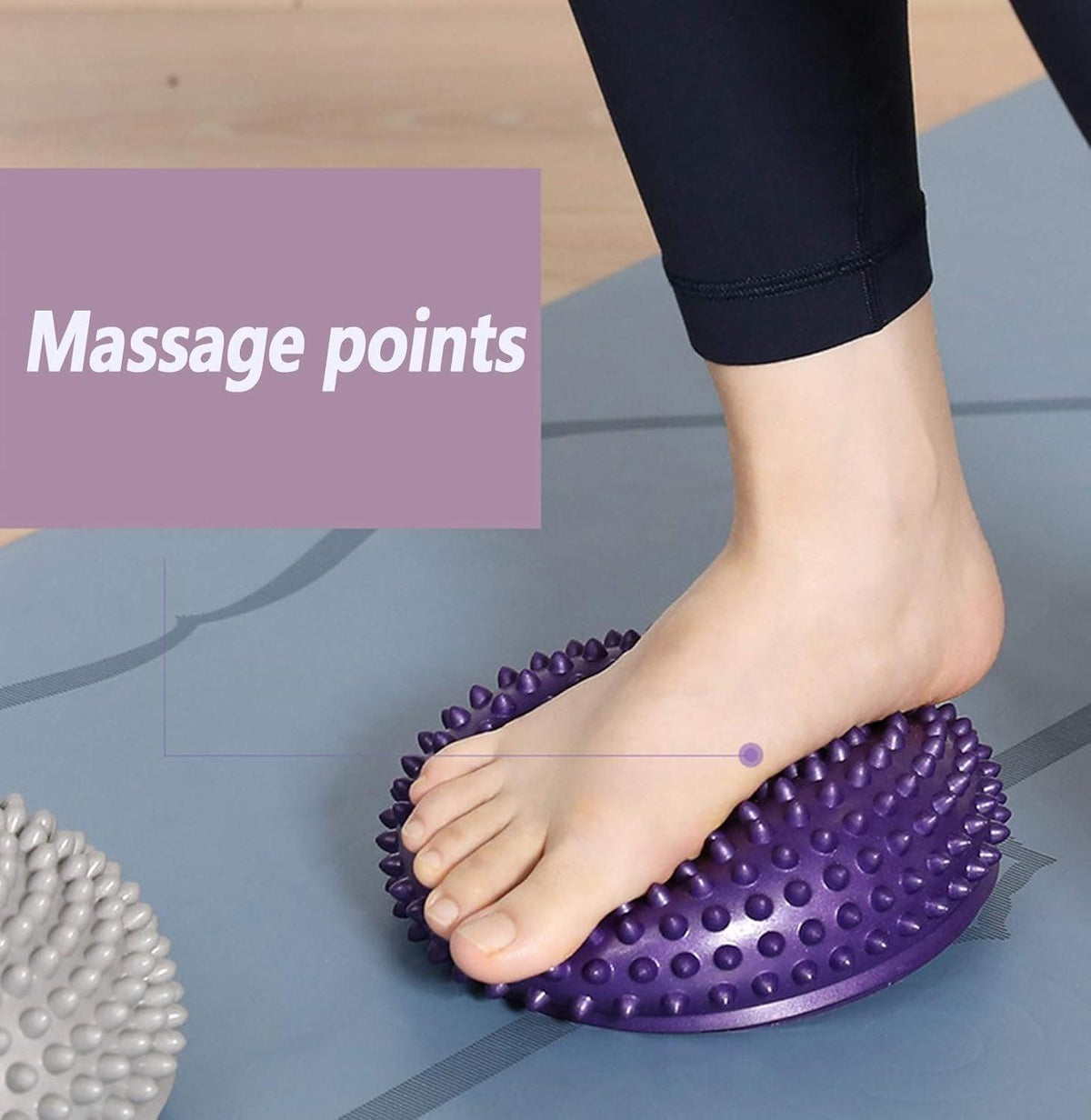 Spiky Massage Ball PVC Half Round Yoga Exercise Foot Hand Cushion - Pink