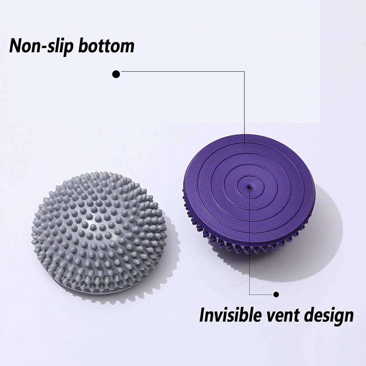 Spiky Massage Ball PVC Half Round Yoga Exercise Foot Hand Cushion - Pink